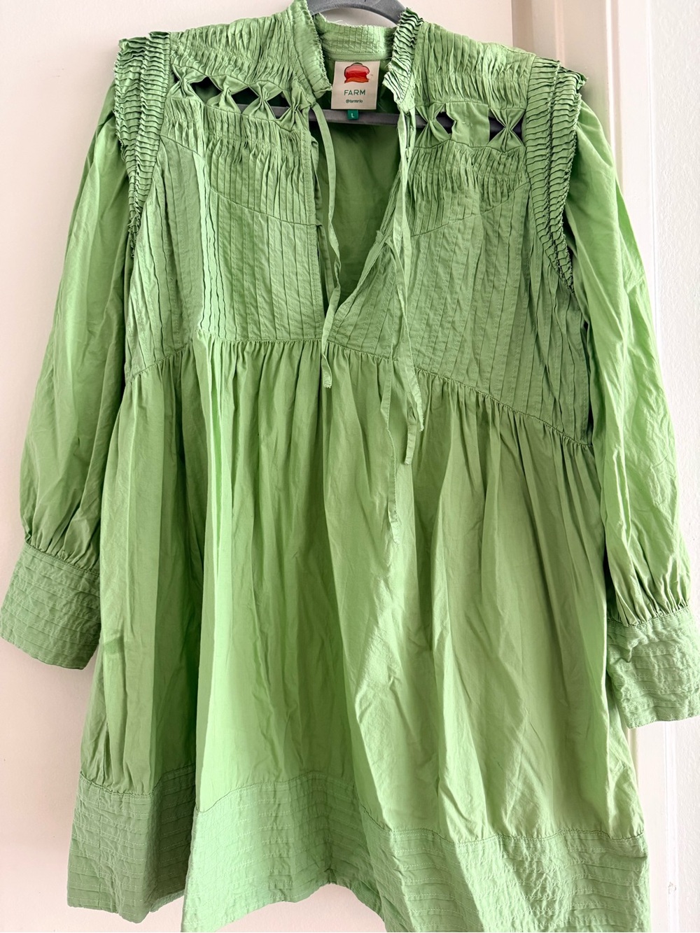 FARM Rio Green Womens Button-Cuff Blouse